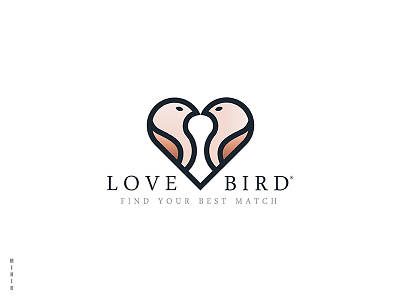Love Birds Logo animal bird birds heart logo love shape symbol