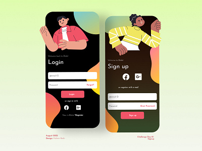 Blobs App- Sign up/ Login Screen