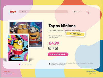 Minions Stickers- Single Product Design concept design graphic design minion minions sticker toy ui userexperience userinterface webdesign webpage