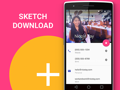Android L Contact Page android design download google material mobile sketch sketch3