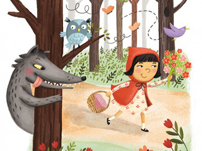 Little Red Riding Hood childrens fairy tale illustration little red riding hood