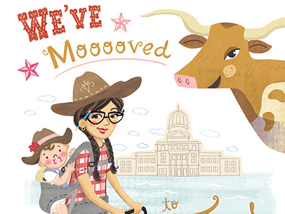 We Moved to Texas austin baby cowboy cowgirl hand lettering longhorn mom texas