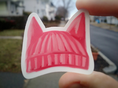 Pink hat stickers charity illustration pink pussy hat project sticker