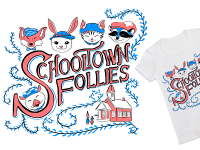 Schooltown Follies animals illustration over the garden wall t shirt