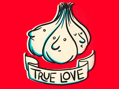 True Love garlic illustration lettering