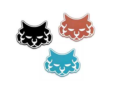 Mittens Pins black blue cat cats cerberus enamel pin lapel pin logo pin red