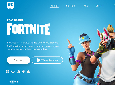 Fortnite - website concept design battle royale character concept creative design epic games esport esports fan art fortnite game landing skin ui uiux ux web web design website