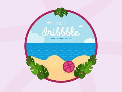 Hello Dribbble! beach debut dribbble firstshot hello vector