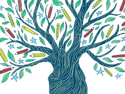 The Pencil Tree digital drawing editorial graphic design illustration poster