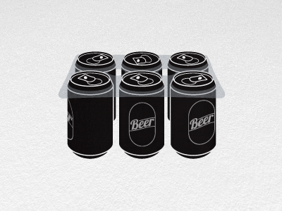 Sixpack 'o beer. beer black can plastic sixpack white