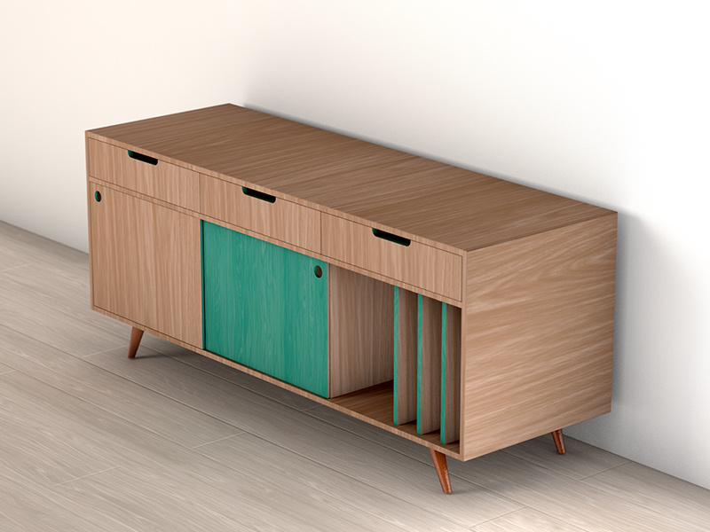 Cabinet design wood cyan turqoise render cinema4d 3d furniture cabinet