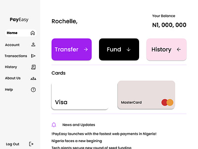 PayEasy Home by Samuel Obiora design fintech ui ux website