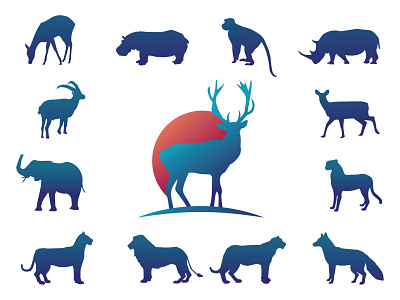 Collection Gradient Animals animal animals gradient icon illustration logo svg vector