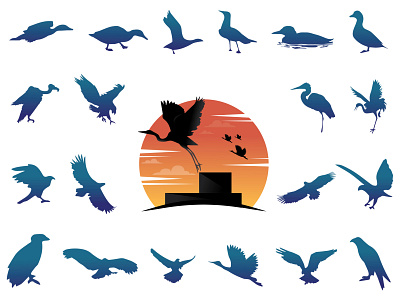 Birds Gradient Vector illustration