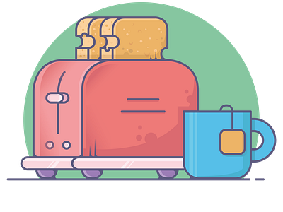 Bread Toaster and Breakfast Vector illustration Template