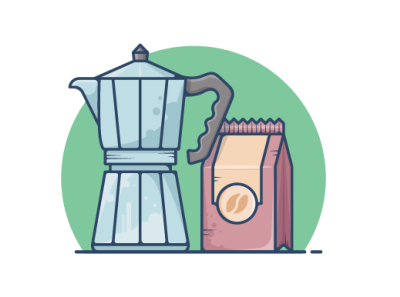 Coffee Maker, Italian Coffee Maker Illustration Concept cafe coffee design illustration italian maker vector