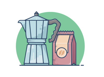 Coffee Maker, Italian Coffee Maker Illustration Concept