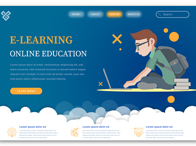 E-learning and online education landing page design e learning education graphic design illustration logo ui ux vector