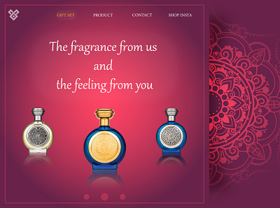 Perfume spray bottle landing page mock up banner.