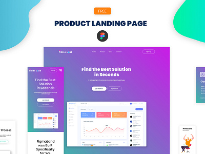 Launcher - Free figma template design resources figma freebies landing page ui components