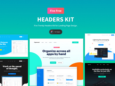 Figma UI Kit - Five Trending Hero Design For Landing Page