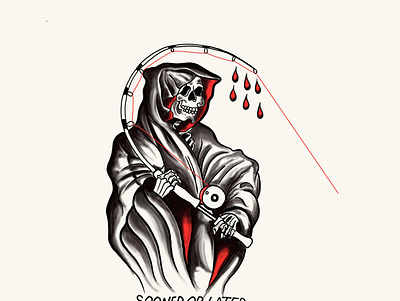 Steelhead reaper illustration pen and ink reaper