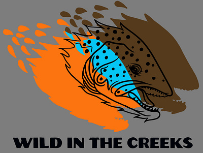 Wild brown brown trout design illustration logo