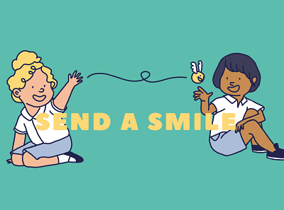 Send a smile children illustration kids linework photoshop playtime