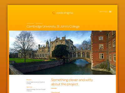 Case study page cambridge design orange web