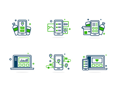 Icons for Kabadiwalla Connect dashboard icons illustrations logistics mobile recycle waste management web