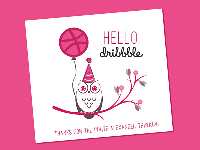 Hello Dribbble! debut first shot invite owl