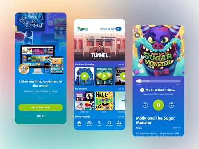 Pinna App design entertainment kids mobile product ui ux