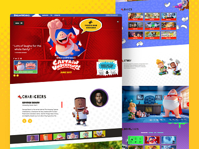 Captain Underpants Movie Website design entertainment ui ux website