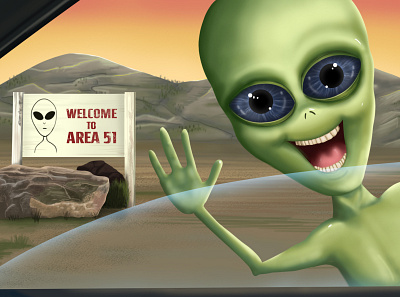 Greetings from Area 51 alien design illustration ufo