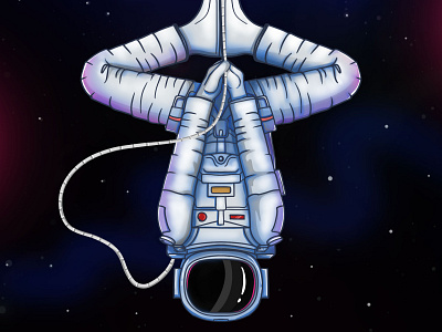 Hanging In Space astronaut illustration space