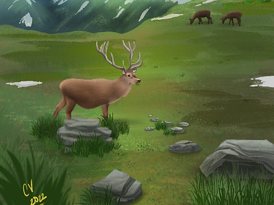 The Alpines Backdrop Illustration animal backgound backgroundart illustration nature