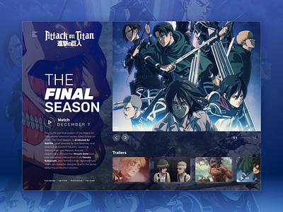 Landing Page - Attack on Titan animeart dailyui design designchallenge gallery home interface landing page landing page concept mockup ui web