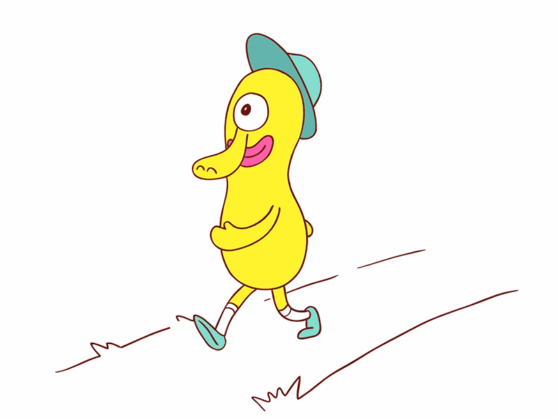 On the way 2d animation character loop platypus walk walking cycle