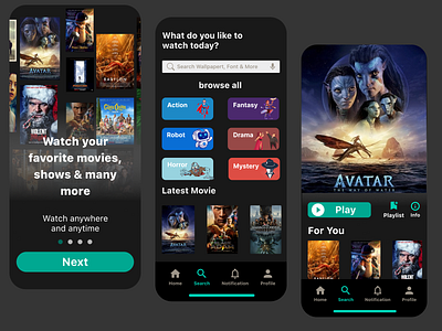 Film streaming app | Mobile app ui