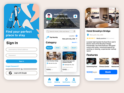Booking Hotel app - mobile app ui