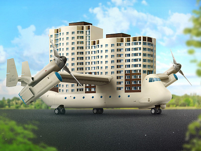 Flying House flying helicopter house plane