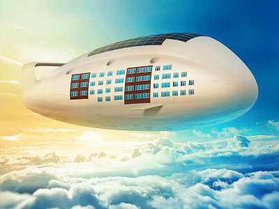Flying house - Airship air airship flying house plane sky
