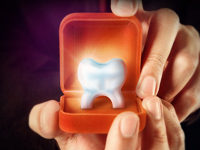 Tooth ring box gift hands ring tooth