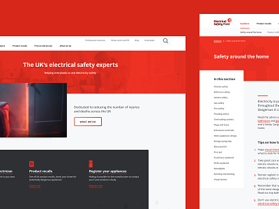 ESF page designs article charity electrical electricity header home page safety website