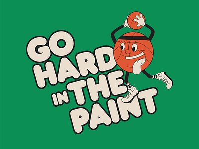 Go Hard In The Paint basketball basketball player cartoon illustration illustration mascot mascot character retro cartoon vector