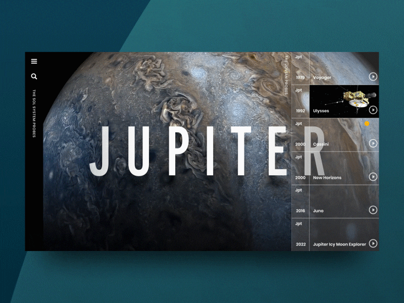 Sol System Probes part 2 concept concept app digital jupiter mockup motion space user experience user experience design user interaction user interface user interface design ux ux ui webdesign