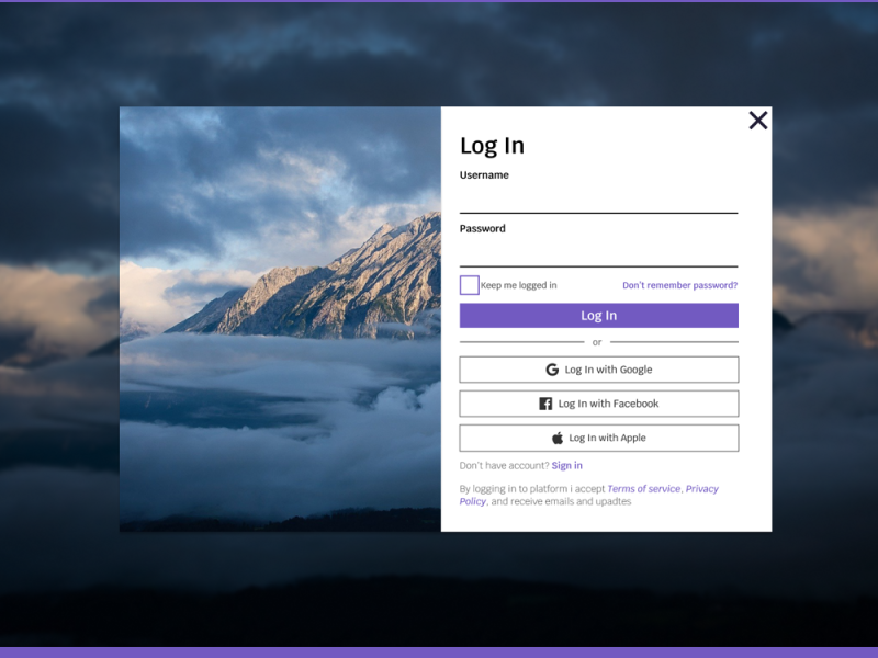 Daily UI #1 Log in Form by Kacper Borowiec on Dribbble