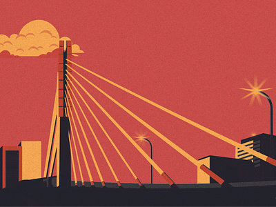 Pasupati Landmark Bandung 2d afternoon app bandung bridge city concept design graphic design illustration indonesia jawabarat noise orange pasupati sun sunset uidesign userexperience vector