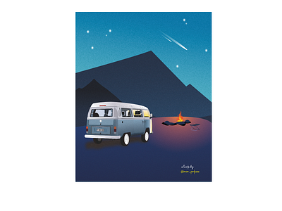 Camp Escape camp concept design graphic design illustration mountain nature night star ui vector volkswagen vw