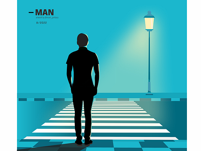 MAN 2d blue concept cross design graphic design illustration man men shadow silhouette siluet standing ui vector walking zebra zebracross